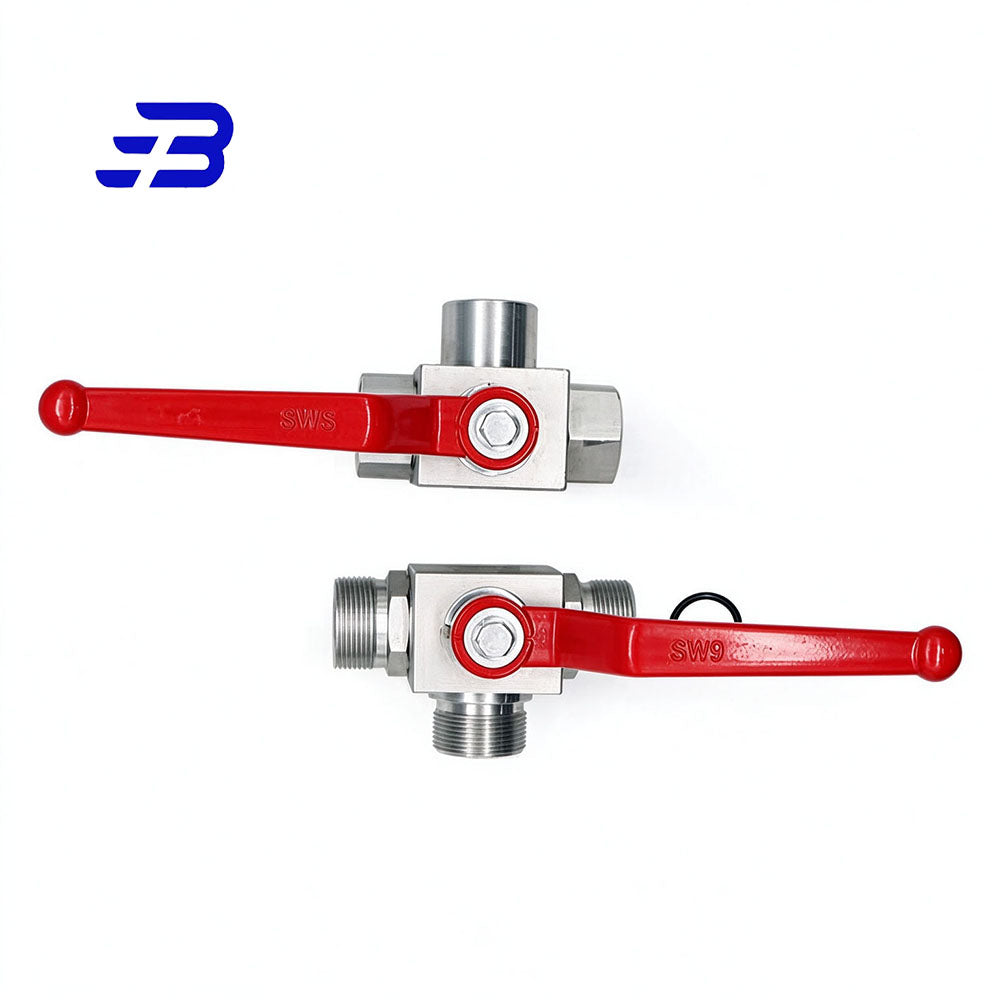 1/2" 3/8” 3-Way Control Valve With Red Handle, 5000psi